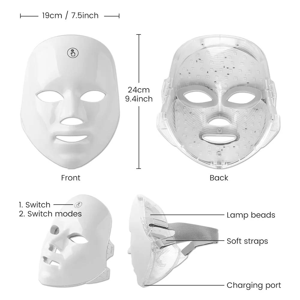 Rechargeable Touch Colorful Color Light Mask Instrument Mask